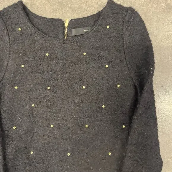 Vintage Y2K Longsleeve Black Bead Embellished McGinn Knightsbridge Mini Dress XS - Picture 3 of 6